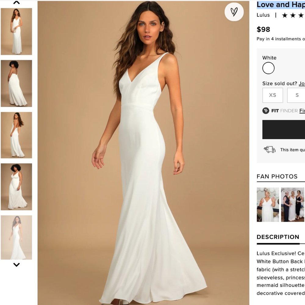 Lulus Love and Happiness White Button Back Mermaid Maxi Dress